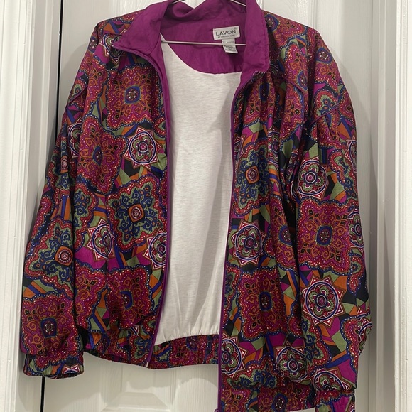 Colorful magenta Lavon polyester jacket size Large - Picture 2 of 7